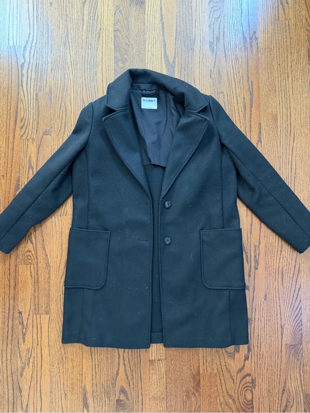 Old Navy Black Single-Breasted Wool Coat